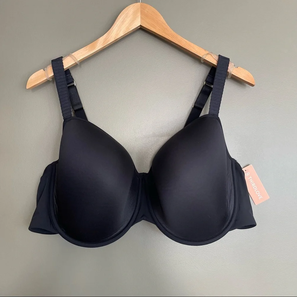 NWT Thirdlove 24/7™‎ Classic T-Shirt Bra Black Size 48C NWT